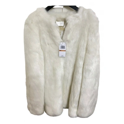 Pre-owned Michael Kors Faux Fur Coat In White