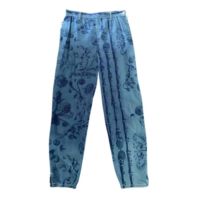 Pre-owned Moschino Slim Pants In Blue