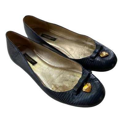 Pre-owned Dolce & Gabbana Leather Ballet Flats In Navy