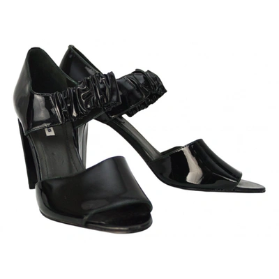 Pre-owned Gas Patent Leather Sandal In Black