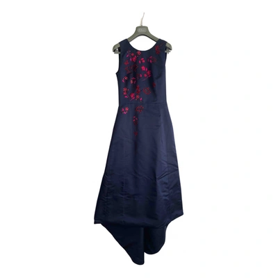 Pre-owned Dior Silk Maxi Dress In Navy