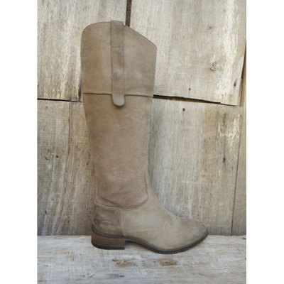 Pre-owned Sartore Riding Boots In Beige