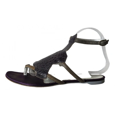 Pre-owned Just Cavalli Leather Sandal In Purple