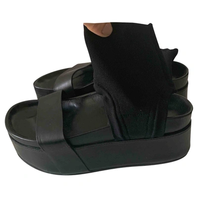 Pre-owned Isabel Benenato Leather Sandal In Black