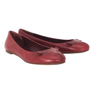 Pre-owned Marc By Marc Jacobs Leather Ballet Flats In Burgundy