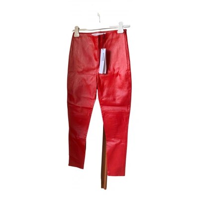Pre-owned Iro Leather Slim Pants In Red