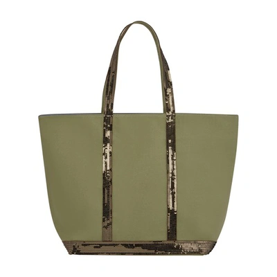 Vanessa Bruno Canvas And Sequins L Zipped Cabas Tote In Trefle
