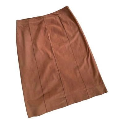 Pre-owned Gucci Leather Mid-length Skirt In Pink