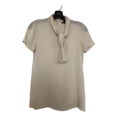 Pre-owned Theory Silk Blouse In Ecru