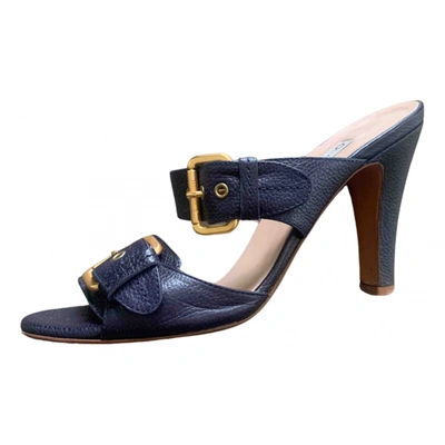 Pre-owned L'autre Chose Leather Mules In Navy