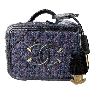 Pre-owned Chanel Vanity Tweed Crossbody Bag In Purple