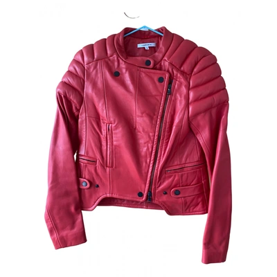 Pre-owned Carven Leather Biker Jacket In Red