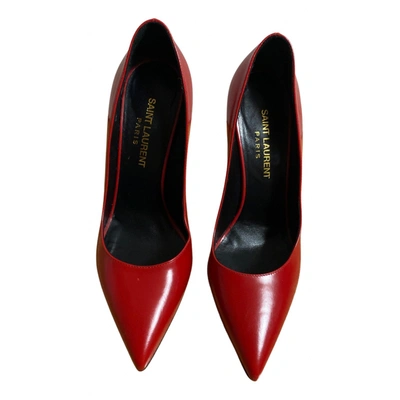 Pre-owned Saint Laurent Zoe Leather Heels In Red