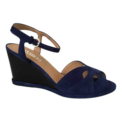 Pre-owned Sartore Leather Sandals In Blue