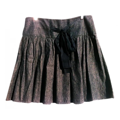 Pre-owned Hoss Intropia Linen Mid-length Skirt In Anthracite