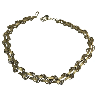 Pre-owned Trifari Crystal Necklace In Gold