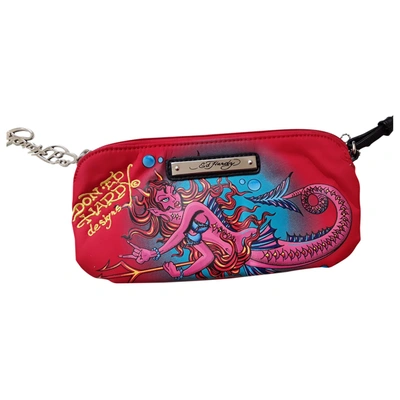 Pre-owned Ed Hardy Cloth Clutch Bag In Red