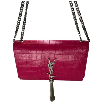 Pre-owned Saint Laurent Kate Monogramme Leather Handbag In Pink