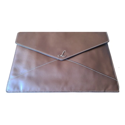 Pre-owned Lancel Leather Clutch Bag In Camel