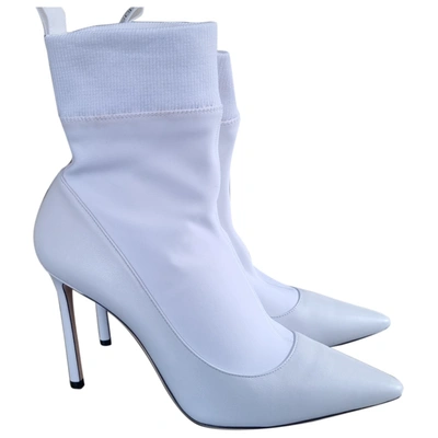 Pre-owned Jimmy Choo Leather Ankle Boots In White
