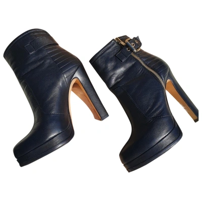 Pre-owned Ninalilou Leather Ankle Boots In Black