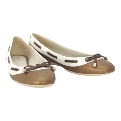 Pre-owned Geox Leather Ballet Flats In Beige