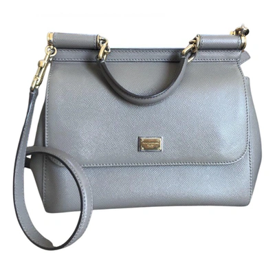 Pre-owned Dolce & Gabbana Sicily Leather Bag In Grey