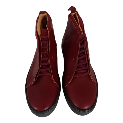 Pre-owned Acne Studios Leather High Trainers In Red