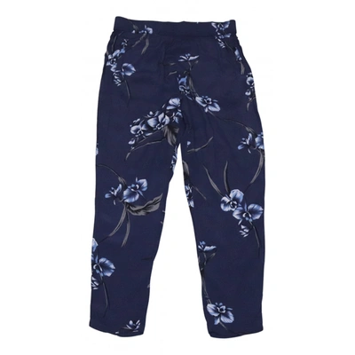 Pre-owned Ganni Straight Pants In Navy