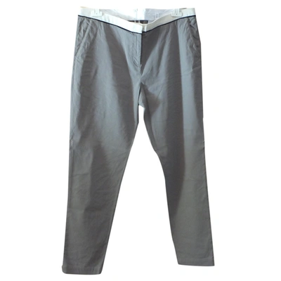 Pre-owned Nicole Farhi Linen Large Pants In Grey