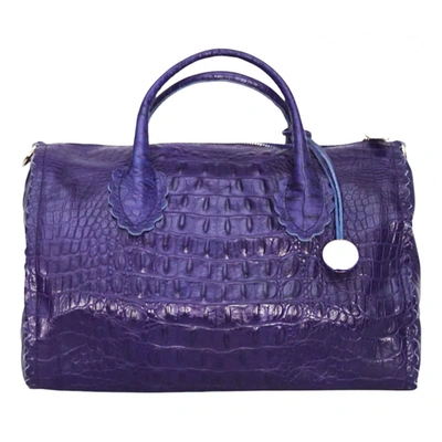 Pre-owned Furla Candy Bag Leather Handbag In Purple