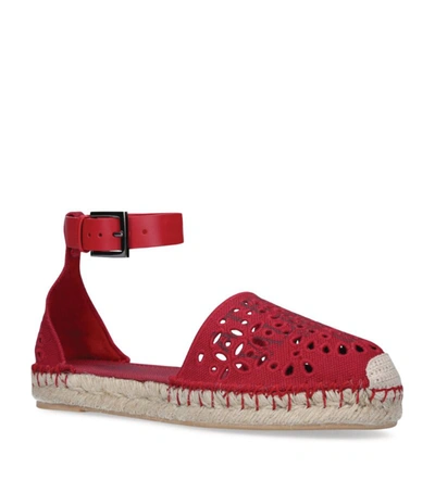 Valentino Garavani Logo-print Buckle-fastening Espadrilles In Rot