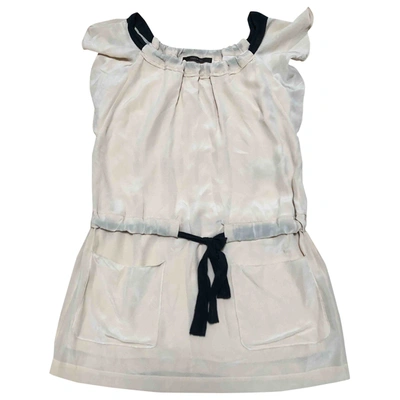 Pre-owned Bimba Y Lola Silk Mini Dress In Beige
