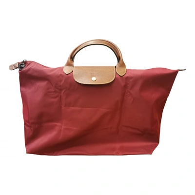 Pre-owned Longchamp Pliage Tote In Burgundy
