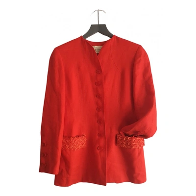Pre-owned Valentino Linen Blazer In Red