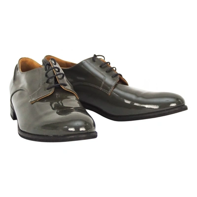 Pre-owned Atos Lombardini Patent Leather Lace Ups In Green