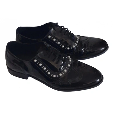 Pre-owned Claudie Pierlot Patent Leather Lace Ups In Black