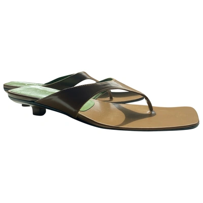 Pre-owned By Far Leather Sandals In Brown