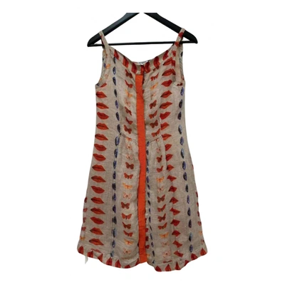 Pre-owned Philosophy Di Alberta Ferretti Linen Mini Dress In Multicolour