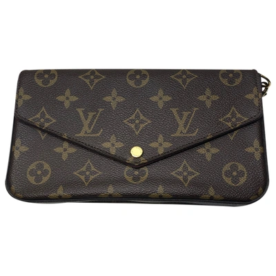 Pre-owned Louis Vuitton Félicie Cloth Clutch Bag In Brown