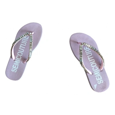 Pre-owned Semicouture Glitter Flip Flops In Pink