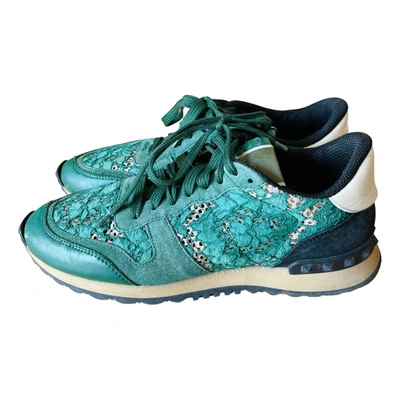 Pre-owned Valentino Garavani Rockrunner Cloth Trainers In Green