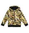 VERSACE BAROCCOFLAGE ZIP-UP COTTON HOODIE,P00588364