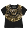 VERSACE BABY LOGO STRETCH-COTTON T-SHIRT,P00588299