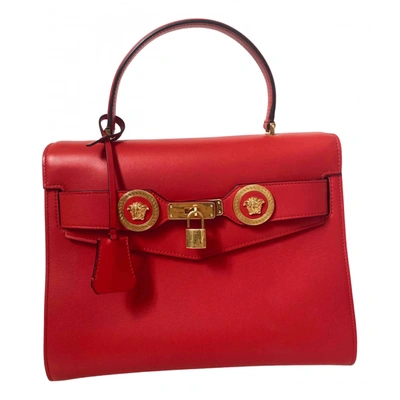 Pre-owned Versace Icon Leather Handbag In Red