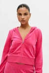 Juicy Couture Embellished Velour Zip-up Hoodie Track Jacket In Pink