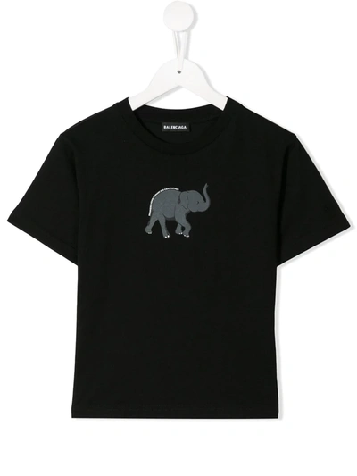 Balenciaga Kids' Elephant Print T-shirt In Black