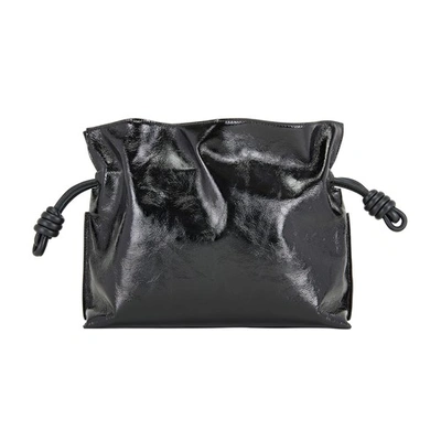 Loewe Mini Flamenco Leather Clutch Bag In Black