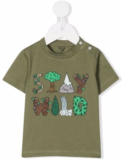 Stella Mccartney Babies' Stay Wild Forest-print T-shirt In Green