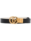 Gucci Black And White Gg Marmont Reversible Leather Belt